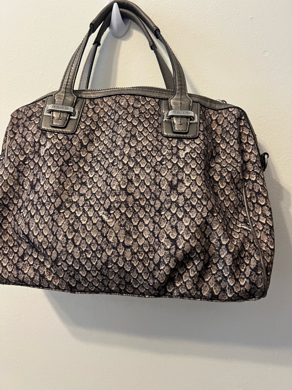 Coach Python-Print Satchel in Brown and Gray